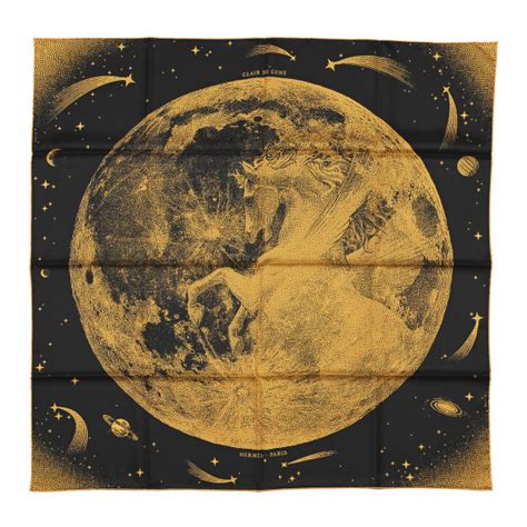 HERMES Silk Clair De Lune Double Face Scarf 90 Black